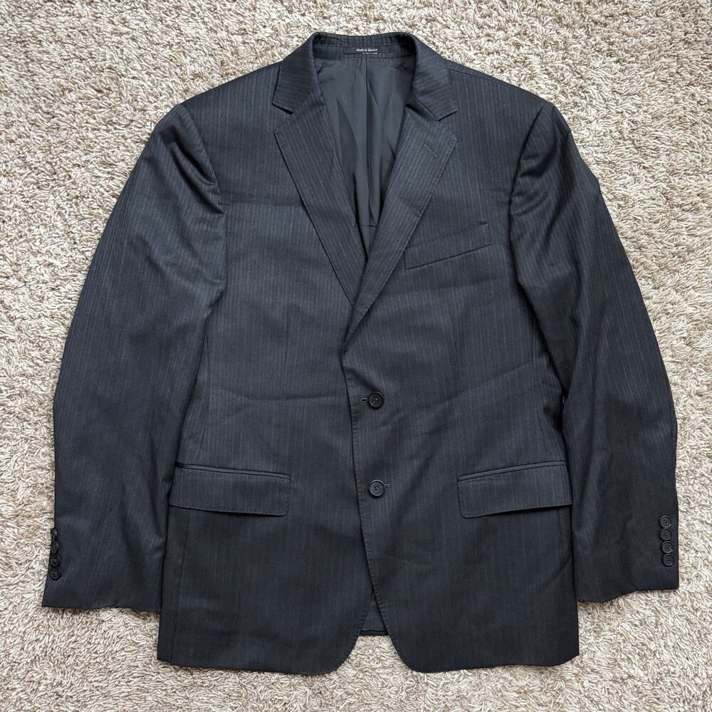 Z Zegna Black Striped Wool And Rayon Suit Jacket City Blazer Men’s Size 40